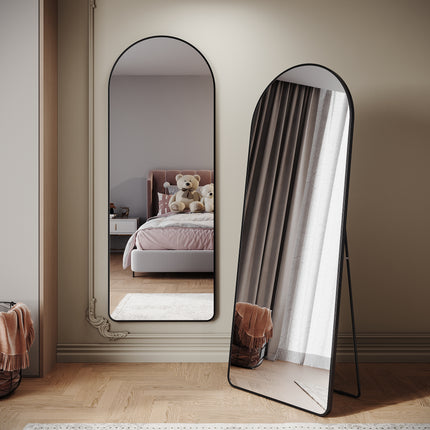 SIRHONA Miroir sur Pied, Noir voûté avec Support 1600x600x30mm - SIRHONA