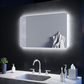 SIRHONA 70x50cm, 80x50cm Miroir à LED Miroir de Salle de Bains avec éclairage Anti-buée Mirror Murale avec Interrupteur Tactile - SIRHONA