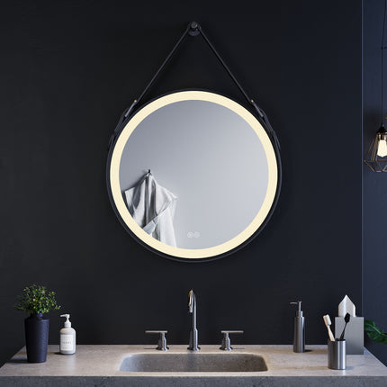 Miroir de salle de bain rond avec éclairage LED Miroir mural 60 cm - SIRHONA