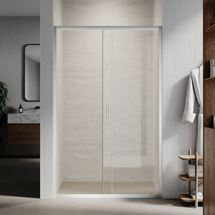 Portes de douche Porte coulissante avec cadre en aluminium, taille 100-170cm hauter 185cm