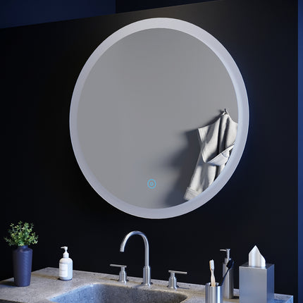 SIRHONA 60-80cm Miroir de Salle de Bain à LED Rond Anti-buée avec éclairage intégré Blanc Froid Miroir Rond Mural - SIRHONA