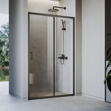 Portes de douche Porte coulissante avec cadre en aluminium, taille 100/110/120cm hauter 185cm noir