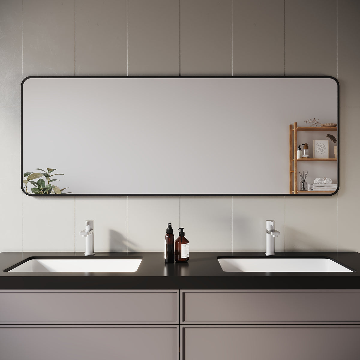 SIRHONA Miroir de maquillage moderne installation murale ou verticale 1600 x 600 x 28mm