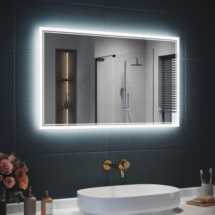 SIRHONA Miroir LED Salle de Bain avec éclairage, Miroir Lumineux Salle de Bain Anti-buée,80x60/60x100cm - SIRHONA