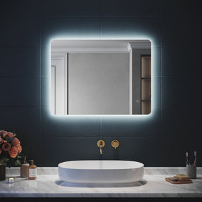 SIRHONA Miroir LED Salle de Bain 80x60cm Miroir Lumineux Salle de Bain avec Eclairage Intégré Anti-buée - SIRHONA