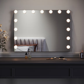 SIRHONA Armoire à Miroir LED Maquillage Lumineux Miroir Maquillage Hollywood avec15 Ampoules 3 Couleurs Lumières Ajustables 58x45.5 cm - SIRHONA