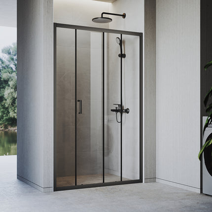 Portes de douche Porte coulissante avec cadre en aluminium, taille 100/110/120cm hauter 185cm noir