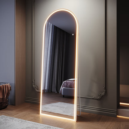 SIRHONA Miroir LED sur pied avec éclairage tricolore réglable 1600x600x35mm - SIRHONA