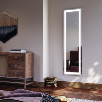 Miroir intégral avec éclairage LED 3 couleurs Miroir sur pied blanc 150x40x3.5cm Miroir mural - SIRHONA