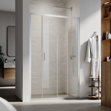 Portes de douche Porte coulissante avec cadre en aluminium, taille 100-170cm hauter 185cm