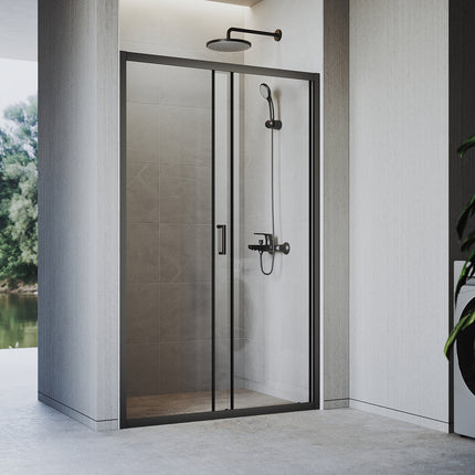 Portes de douche Porte coulissante avec cadre en aluminium, taille 100/110/120cm hauter 185cm noir