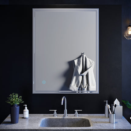 SIRHONA Miroir led Miroir de salle de bains avec éclairage LED Miroir Cosmétiques Mural Lumière Illumination avec Commande par Effleurement 90x70 CM - SIRHONA
