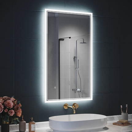SIRHONA Miroir LED Salle de Bain avec éclairage, Miroir Lumineux Salle de Bain Anti-buée,80x60/60x100cm - SIRHONA