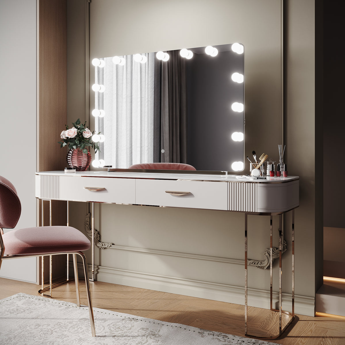 SIRHONA Miroir de maquillage LED, mural ou de table, 1000 x 700 x 35mm