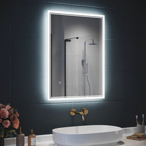 SIRHONA Miroir LED Salle de Bain avec éclairage, Miroir Lumineux Salle de Bain Anti-buée,100x60cm - SIRHONA