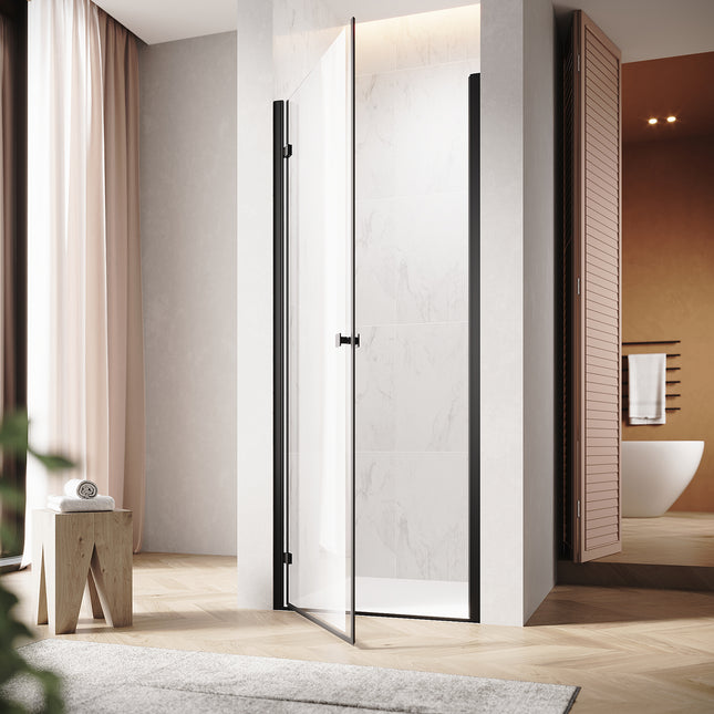 Portes de douche battantes, verre de sécurité trempé 80/90/100 x 195 cm sans cadre - SIRHONA