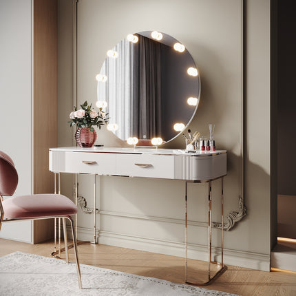 SIRHONA Miroir de maquillage LED, Miroir sur pied avec fonction mémoire 800 x 800 x 35mm - SIRHONA