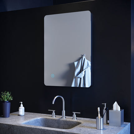 SIRHONA Miroir led Miroir de salle de bains avec éclairage LED Miroir Cosmétiques Mural Lumière Illumination avec Commande par Effleurement 70x50 CM - SIRHONA