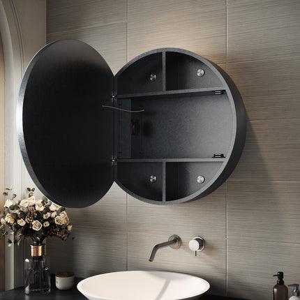 SIRHONA Armoire de Toilette Miroir, Armoire Murale avec Éclairage LED et Prises de Courant, Trois Températures de Couleur Réglables, 60 x 60 x 14cm - SIRHONA