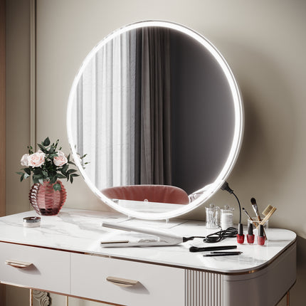 SIRHONA Miroir de maquillage LED, mural ou de table, 800 x 800 x 35mm - SIRHONA