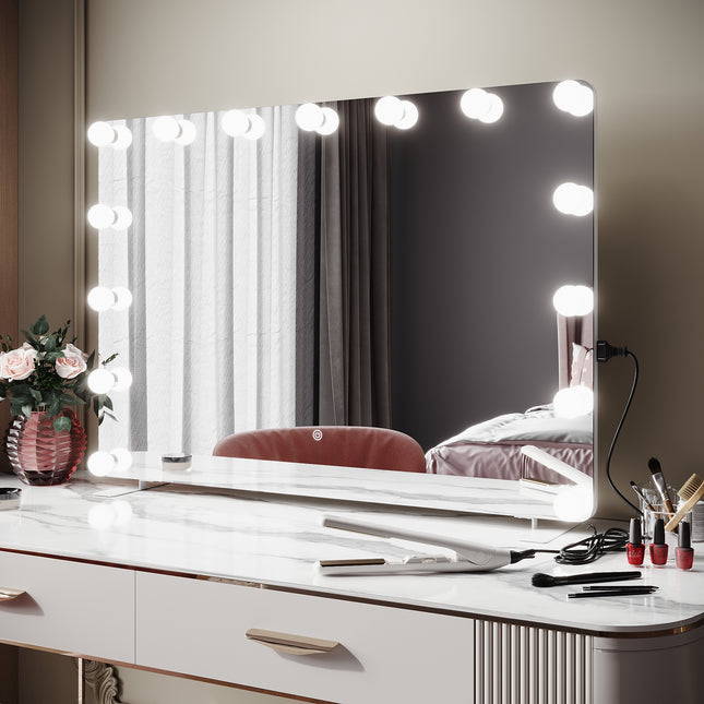 SIRHONA Miroir de maquillage LED, mural ou de table, 1000 x 700 x 35mm - SIRHONA