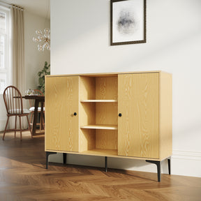 SIRHONA Buffet de salle à manger à 2 portes armoire de rangement Style moderne Meubles couleur bois, 120 x 35 x 93 cm - SIRHONA