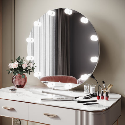 SIRHONA Miroir de maquillage LED, Miroir sur pied avec fonction mémoire 800 x 800 x 35mm - SIRHONA