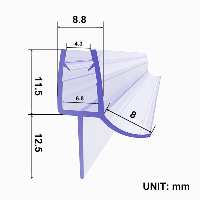 SIRHONA Incurvé Joint de Porte de DoucheJoint de douche en PVC Protection étanche verre 5-6mm Joint de douche 70-120cm - SIRHONA