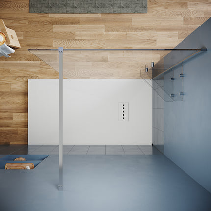 Paroi de douche italienne avec triangulaires étagères en verre de 8 mm taille 70-120cm hauter 200cm - SIRHONA