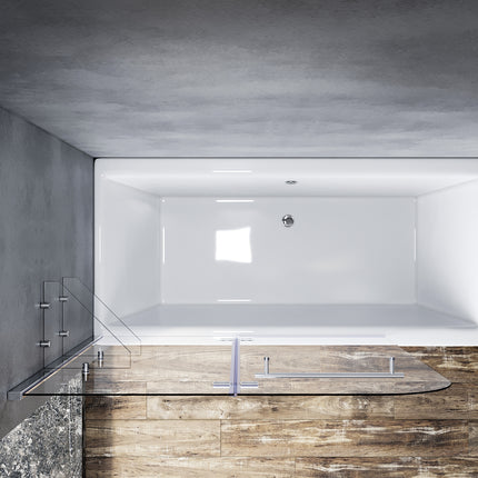 Panneau pour baignoire 2 parties verre Paroi pliante pivotante Pare-baignoire 120cm - SIRHONA