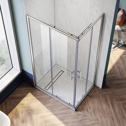 Paroi de douche, accès d'angle double porte coulissante, cabine de douche taille 70-90cm hauteur 195cm - SIRHONA