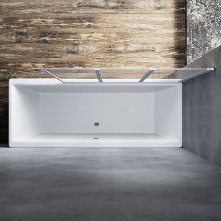 Paroi de douche pour baignoire Rehausse de baignoire en 3 parties pliable 130x140cm - SIRHONA