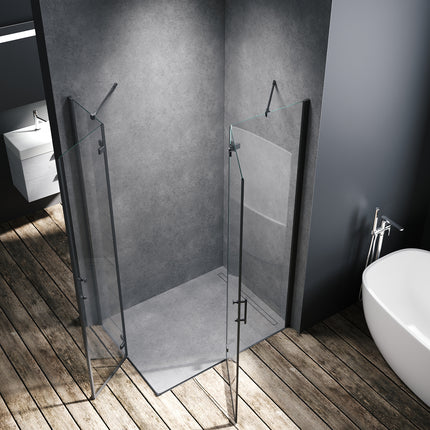 Cabine de douche accès d'angle Verre de sécurité 6mm Cadre en aluminium Hauteur 195cm noir - SIRHONA