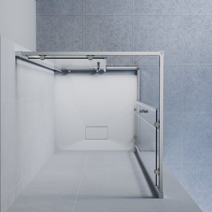 Cabine de douche, à entrée d'angle avec cadre en aluminium et verre trempé de sécurité de 6 mm - SIRHONA