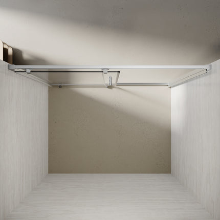 Portes de douche Porte coulissante avec cadre en aluminium, taille 100-170cm hauter 185cm