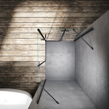 Cabine de douche accès d'angle Verre de sécurité 6mm Cadre en aluminium Hauteur 195cm noir - SIRHONA