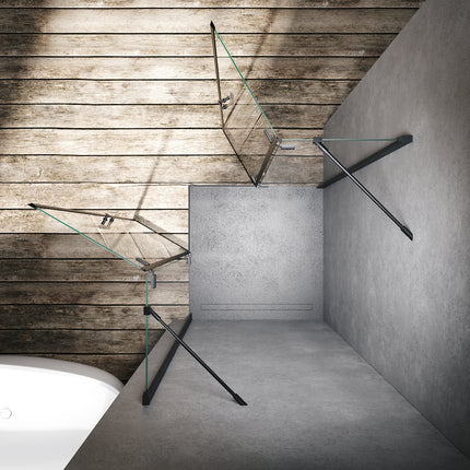 Cabine de douche accès d'angle Verre de sécurité 6mm Cadre en aluminium Hauteur 195cm noir - SIRHONA