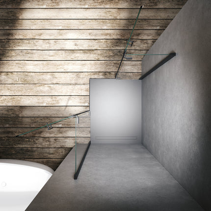 Cabine de douche accès d'angle Porte de douche pivotante noire 195cm de hauteur Avec porte pivotante  Cabine de douche sans cadre - SIRHONA