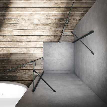 Cabine de douche accès d'angle Verre de sécurité 6mm Cadre en aluminium Hauteur 195cm noir - SIRHONA