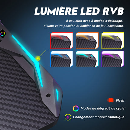 Bureau gamer table de jeu table d'ordinateur Ergonomie Matériau métallique 140x60x75cm Lumière surround RVB 7 couleurs Fente de stockage- SIRHONA