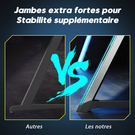 Bureau gamer table de jeu table d'ordinateur Ergonomie Matériau métallique 140x60x75cm Lumière surround RVB 7 couleurs Fente de stockage- SIRHONA