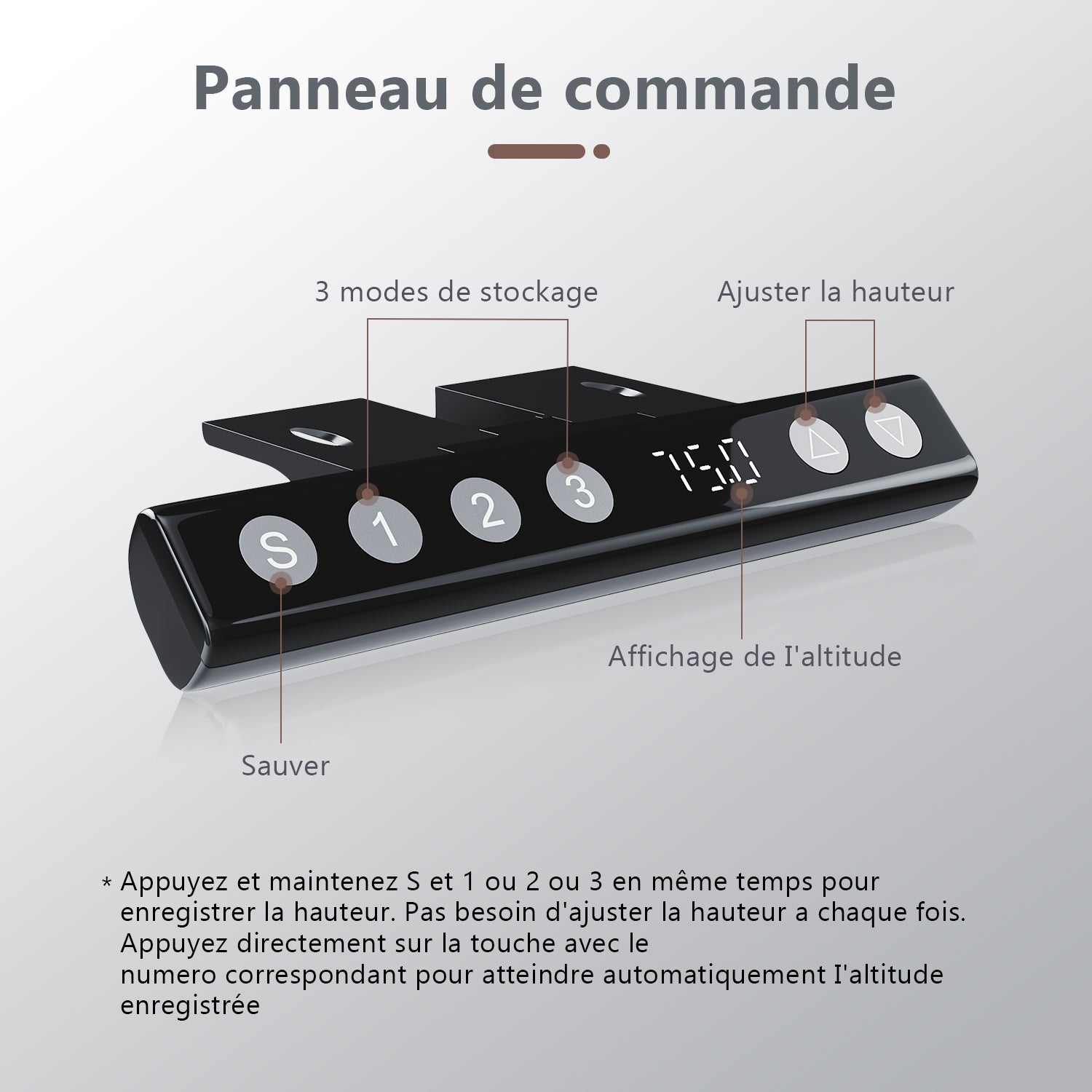 Bureau assis-debout Bureau réglable Ascenseur électrique Ergonomie 1050x670x700 mm - SIRHONA