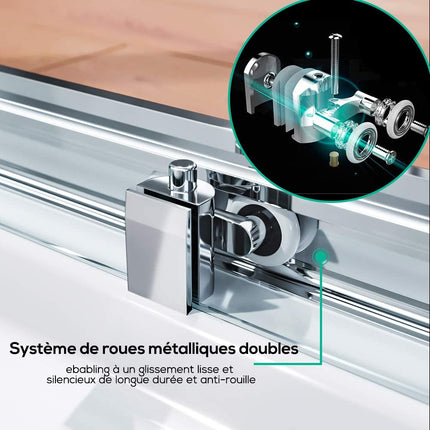SIRHONA Cabine de douche entrée d'angle de à double porte coulissante 6 mm verre - SIRHONA