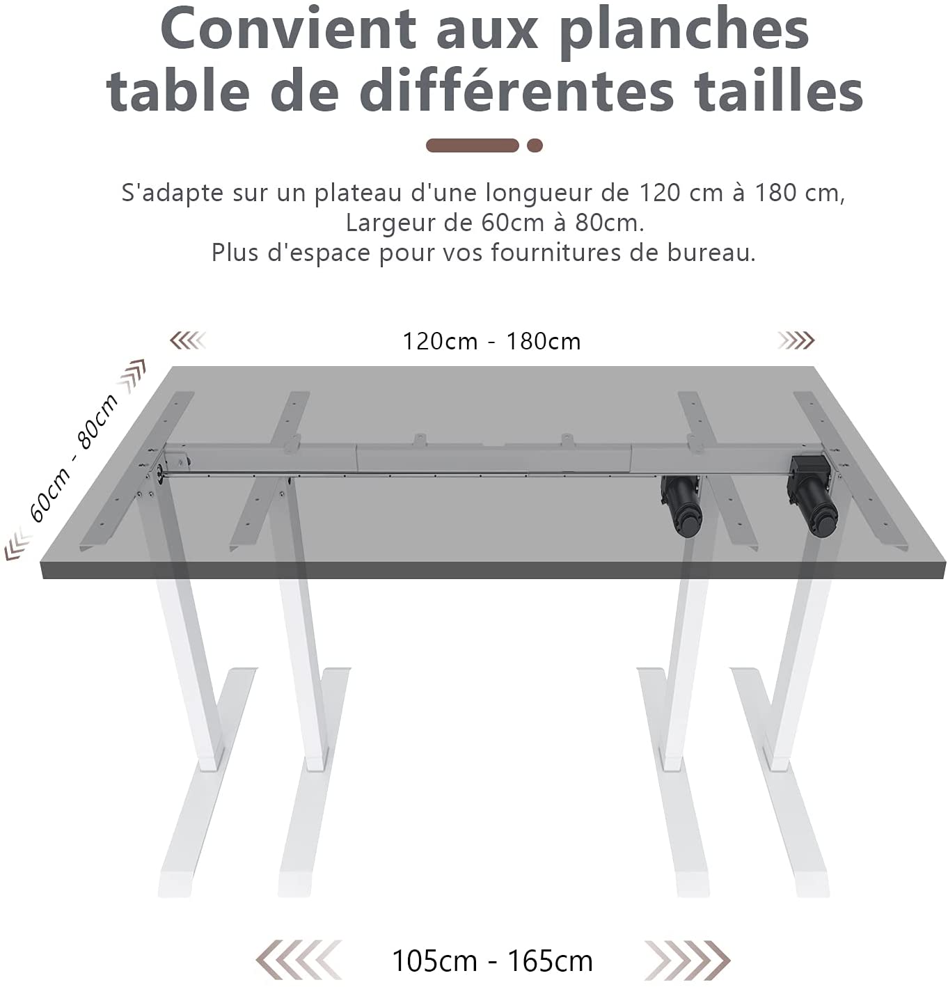 Bureau assis-debout Bureau réglable Ascenseur électrique Ergonomie 1050x670x700 mm - SIRHONA