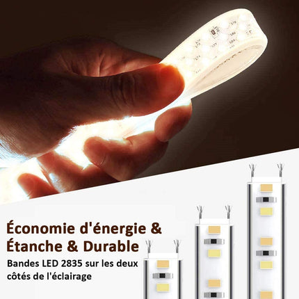 SIRHONA Miroir LED Salle de Bains avec éclairage LED Miroir Muraux AVCE Anti-buée Fonction Cosmétiques Mural Lumière Illumination - SIRHONA