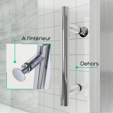 SIRHONA Cabine de douche entrée d'angle de à double porte coulissante 6 mm verre - SIRHONA