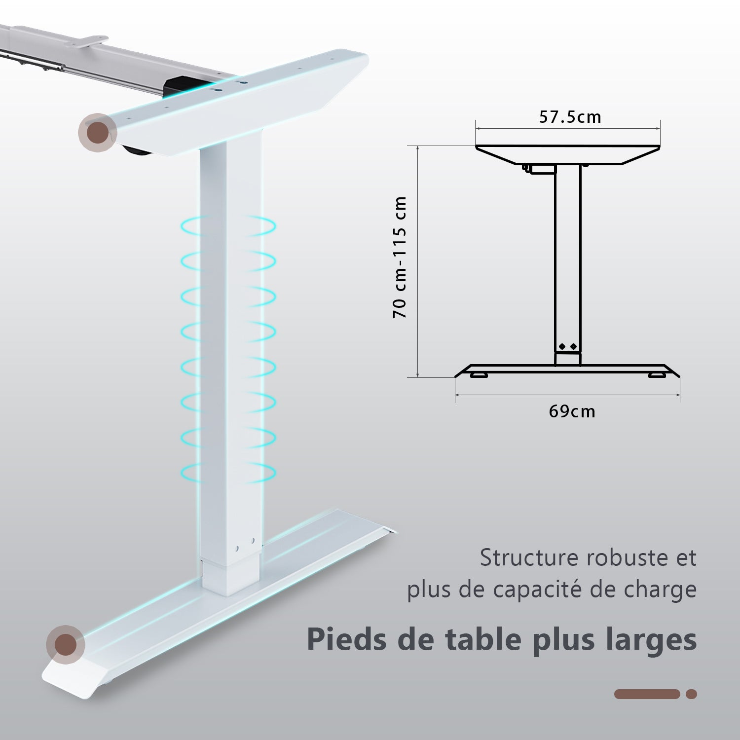 Bureau assis-debout Bureau réglable Ascenseur électrique Ergonomie 1050x670x700 mm - SIRHONA