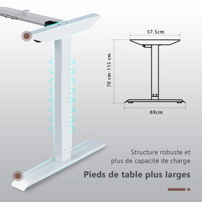 Bureau assis-debout Bureau réglable Ascenseur électrique Ergonomie 1050x670x700 mm - SIRHONA