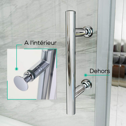 SIRHONA Cabine de douche Porte de douche coulissante Porte douche extensible Paroi en niche verre trempé profilés aspect chromé - SIRHONA