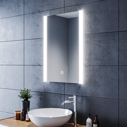 SIRHONA Miroir de Salle de Bains avec éclairage LED Miroir Cosmétiques Mural Lumière Illumination avec Commande par Effleurement - SIRHONA